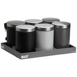Day Cubo 3 L Surtido con Pedal de Acero Inoxidable, Cubo Interno Extraíble, Gris Oscuro, Gris Claro, Negro