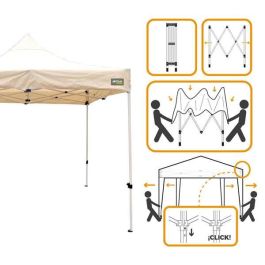 Cenador Aktive Plegable Altura ajustable Acero Poliéster 420D Oxford Crema 300 x 320 x 300 cm