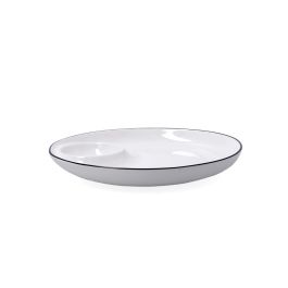 Quid Plato Dipear de Porcelana Gastro Black 25 cm - Cerámica Blanco y Negro, Apilable, Apto Lavavajillas y Microondas