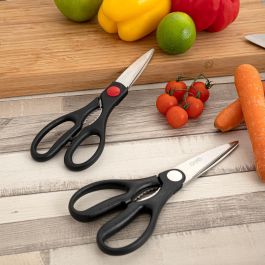 Quid Tijeras de Acero Inoxidable Kitchen Chef 21 cm (6 Unidades) Mango Soft Touch Apto Lavavajillas