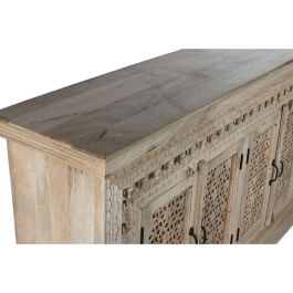 DKD Home Decor Buffet Carved Mango Natural 40x100x185 cm - Mueble Auxiliar con 4 Puertas Talladas y Estantería