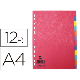 Q-connect Juego de 12 separadores DIN A4, Cartulina Brillo, Multitaladro Precio: 2.50000036. SKU: B1BC7PEDZR