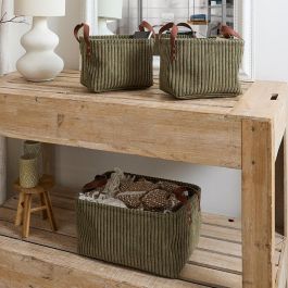 Home Deco Factory Juego De 3 Cestas Verdes Cocooning Scott