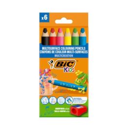 BIC Lápiz Triangular Multisupreficie 3 en 1 para Colorear, Cera y Acuarelable con Sacapuntas, Blister 6uds, 515220 Precio: 20.50000029. SKU: B16J3SGV77