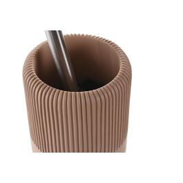 DKD Home Decor Escobillero Basicos, Fabricado en Cemento e Inox, para Baño y WC, Color Terracota, Medidas 11x36.5x11 cm
