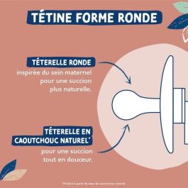 Dodie DOD1710953164276 Chupetes redondos Gaia 0-6 meses, 2 unidades, beige