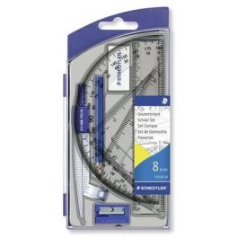 STAEDTLER Noris 550 Set de Geometría de 8 piezas: Compás, Sacapuntas, Borrador, Regla, Cartabón. Azul Transparente Precio: 24.50000014. SKU: B1AY8YAE56