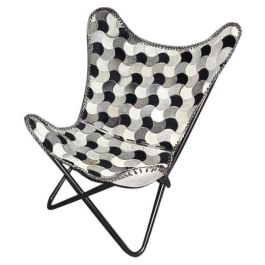 DKD Home Decor Sillón Colonial Marrón Blanco Piel Hierro 70x70x90 cm