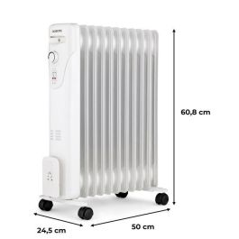 Oceanic Radiador Eléctrico de Aceite 2500W, 3 Potencias, 11 Elementos, Blanco, Móvil para Cualquier Habitación