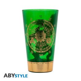 Abystyle Vaso The Legend of Zelda Link 400 ml Vidrio Verde Translúcido Decoración Dorada Merchandising Oficial