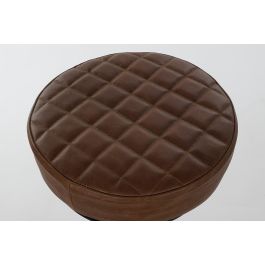 DKD Home Decor Taburete Vintage de Metal y Cuero Marrón Claro Negro, 38x44x82 cm de Alto