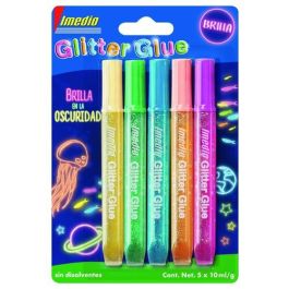 Imedio Adhesivo Glitter Glue Brilla en la Oscuridad, Tubo 10 mL, Blíster 5 Colores Surtidos Precio: 4.49999968. SKU: B1GBZZKLEV