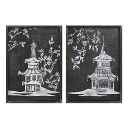 Cuadro Oriental DKD Home Decor Negro Blanco 2.8 x 70 x 50 cm (2 Unidades) Precio: 115.79000015. SKU: S3028641