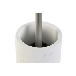 DKD Home Decor Escobillero Blanco Cemento Inox 10 x 37 x 10 cm