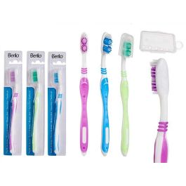 Berilo Cepillo de Dientes con Funda Protectora, Dureza Media, Mango de PVC y Cerdas de Nylon, Colores Variados, 19 x 1.5 x 3 cm (72 Unidades) Precio: 23.50000048. SKU: B1BSE3JFNX