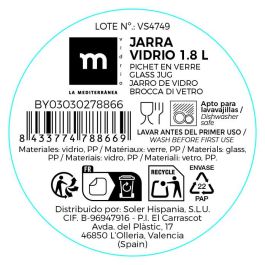 La Mediterran - Jarra de Vidrio Transparente con Tapa 1.8 L (12 Unidades)