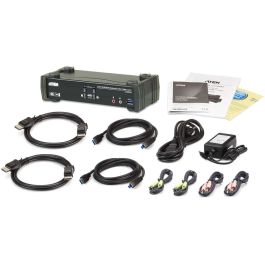 ATEN CS1922M Switch KVM USB 3.0 2 Puertos DisplayPort 4K MST conmutador de video (cables incluidos)