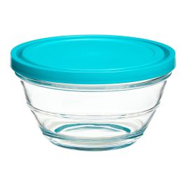 Vivalto Set 5 Fiambreras Redondas Cristal Azul 2.4L 1.1L 600ML 280ML 180ML (Set de 6)