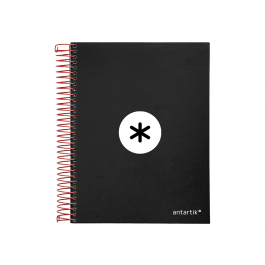 Antartik Cuaderno espiral A5 micro tapa forrada 120 hojas 90 gr horizontal negro
