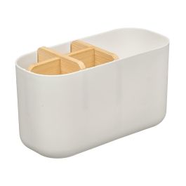 Berilo Organizador Plástico Bambú 5 Huecos Blanco 17.8 x 10 x 8 cm (Set de 24)
