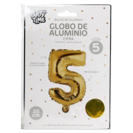 Party Time Globo Cifra 5 Oro 35 cm - Reutilizable para Cumpleaños y Aniversarios, Hinchar con Aire o Helio Party Time Globo Cifra 5 Oro 35 cm - Reutilizable para Cumpleaños y Aniversarios, Hinchar con Aire o Helio