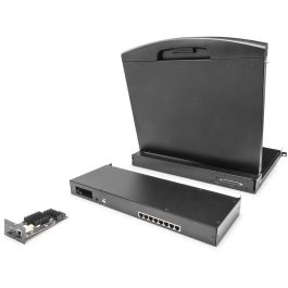 Digitus Módulo Conmutador KVM Cat.5 profesional de 8 puertos para Consola Modular USB, Ethernet, Montaje en rack 1U, Negro