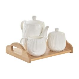 Tetera Basicos DKD Home Decor Blanco Natural 20 x 7 x 26 cm Set de 4 (2 Unidades)