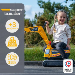 Falk Excavadora Power Shift - Excavadora con excavadora totalmente articulada, cabina giratoria 360°, para niños a partir de 2 años, Amarillo