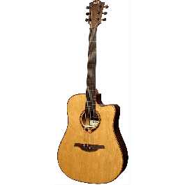 LAG Tramontane 118 A/E Guitarra Acústica Dreadnought Cutaway Tapa Cedro Rojo Macizo Natural Brillante