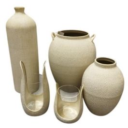 DKD Home Decor Macetero Scandi de Metal Beige 50 x 49.5 x 50 cm Set de 2