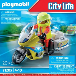 Playmobil Moto De Emergencias Con Luz Intermitente 71205, Médico De Rescate Con Accesorios