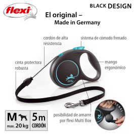 Flexi Correa Black Design M Cordón 5M Azul para Perros