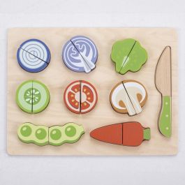 Tachan Juego de Cortar Verduras de Madera FSC con Cuchillo y Velcro, 8 Verduras Partidas, Educativo para Niños +12 meses