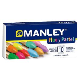 Manley Estuche De 10 Ceras Blandas 60 mm C-Surtidos Fluorescentes Y Pastel