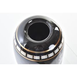 DKD Home Decor Jarrón Decorativo de Porcelana Negro Estilo Shabby Colección Fleur con Detalles de Flores 16 cm Ancho 16 cm Largo 32 cm Alto