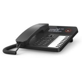 Gigaset DESK 600 Teléfono Fijo Analógico con Cable, 100 Entradas, Identificador de Llamadas, Pantalla LCD Retroiluminada, Negro
