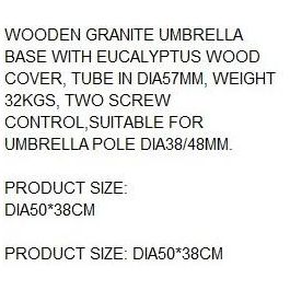 DKD Home Decor Base para Parasol de Terraza y Jardín, de Eucalipto y Cemento, Color Marrón, 50 x 38 x 50 cm (Ajustable para parasoles de 38/48 cm)