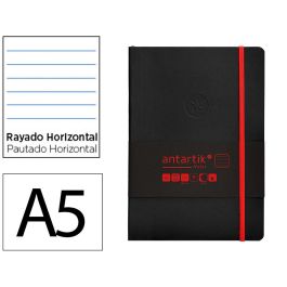 Cuaderno Con Gomilla Antartik Notes Tapa Blanda A5 Hojas Rayas Negro Y Rojo 80 Hojas 80 gr Fsc