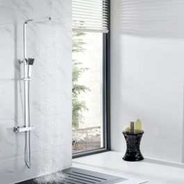 Oceanic Columna de Ducha Termostática, Cabezal Rectangular 30x20cm Acero Inoxidable, Ducha de Mano Cuadrada, Altura Ajustable 82-126cm, Cromo Oceanic Columna de Ducha Termostática, Cabezal Rectangular 30x20cm Acero Inoxidable, Ducha de Mano Cuadrada, Altura Ajustable 82-126cm, Cromo