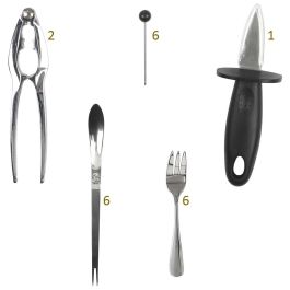 Home Deco Factory Juego De 22 Piezas Marisco Inoxidable - Cuchillo Ostras, Tenedores Ostras, Pinzas Crustáceos y Pinchos