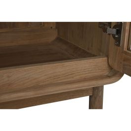 DKD Home Decor Vitrina Balines de Teca y Cristal Natural, 80x45x190 cm (Ancho x Fondo x Alto), 2 Puertas, 2 Cajones, 3 Estanterías, Desmontable