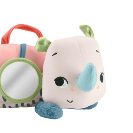 Fisher-Price Hyr55 Peluche pequeño Rinoceronte para Bebés con Espejo, Sonajero y Anillas de Zapatillas, +3 meses
