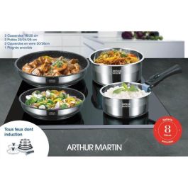 Arthur Martin AM2493 Batería de cocina de 8 piezas - Acero inoxidable - Manija extraíble - Todas las luces, incluida la inducción Arthur Martin AM2493 Batería de cocina de 8 piezas - Acero inoxidable - Manija extraíble - Todas las luces, incluida la inducción