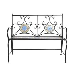 Banco DKD Home Decor Negro Multicolor Mosaico 111 x 54 x 88 cm Banco DKD Home Decor Negro Multicolor Mosaico 111 x 54 x 88 cm