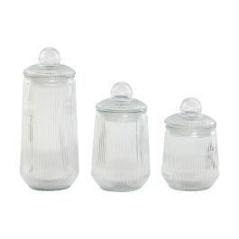 Bote Basicos DKD Home Decor Transparente 11.2 x 26.6 x 11.2 cm Set de 3