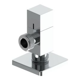 MT Válvula Escuadra Modelo Deco con Mando Cuadrado, Acabado Cromado Silver, 1/4 Vuelta, Cierre Cerámico, Latón, Roscas 1/2" x 1/2"
