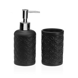 Set de Baño Versa Negro Dolomita 6,8 x 17 x 6,8 cm Set de Baño Versa Negro Dolomita 6,8 x 17 x 6,8 cm