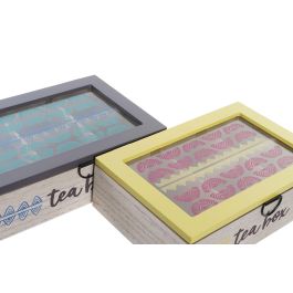 DKD Home Decor Caja Infusiones Colonial África Gres Azul Turquesa 4 Unidades Surtidas MDF Cristal 23x15x7 cm DKD Home Decor Caja Infusiones Colonial África Gres Azul Turquesa 4 Unidades Surtidas MDF Cristal 23x15x7 cm