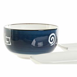 Sushi Oriental DKD Home Decor Blanco Azul Marino 34.5 x 9 x 33.5 cm Set de 10