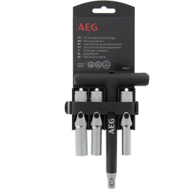 Aeg Llave de Bujía Diésel con 3 Enchufes Cardán 8mm 10mm 12mm Acero Inoxidable Mango T Espuma Antideslizante